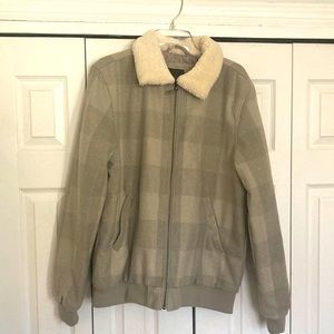 Cotton On Sherpa Collar Plaid Bomber Mens Jacket size Large Brand New With Tags